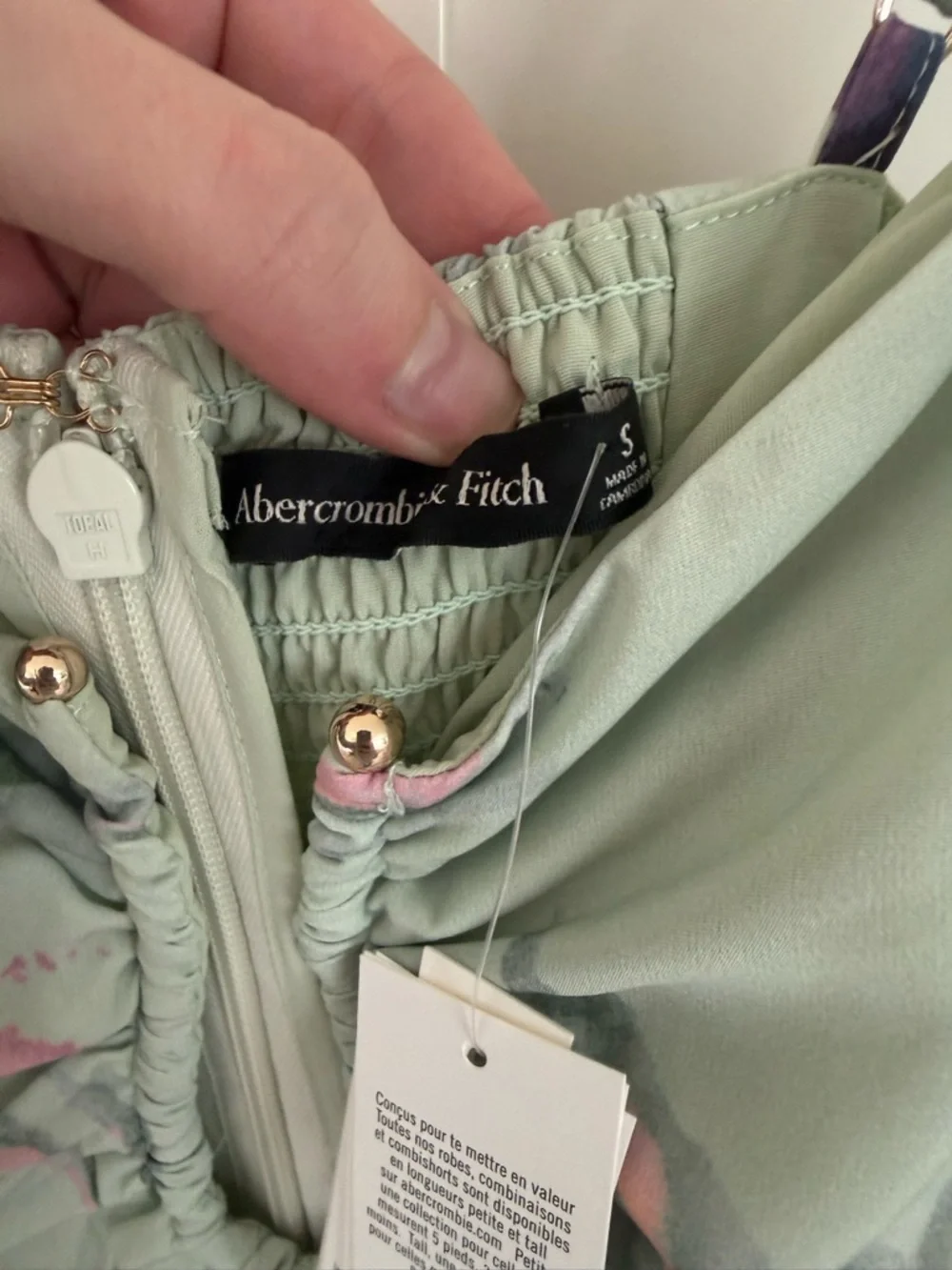 Abercrombie & Fitch Mint Floral Maxi Dress with Pink & Purple Blooms